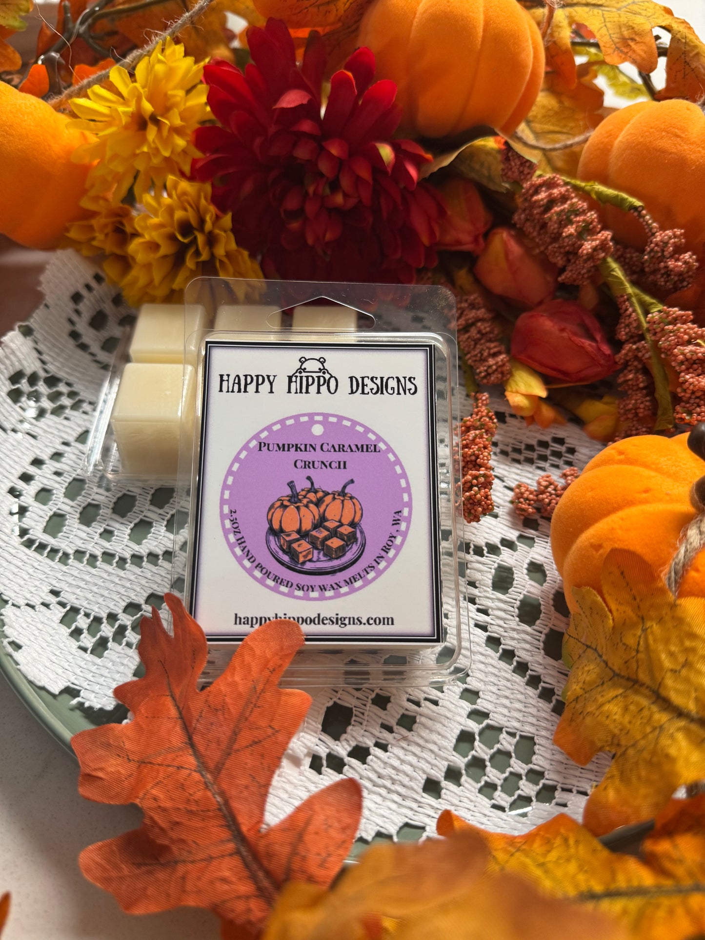 Pumpkin Caramel Crunch 2.5oz wax melt clam shell- Fall Fragrance collection