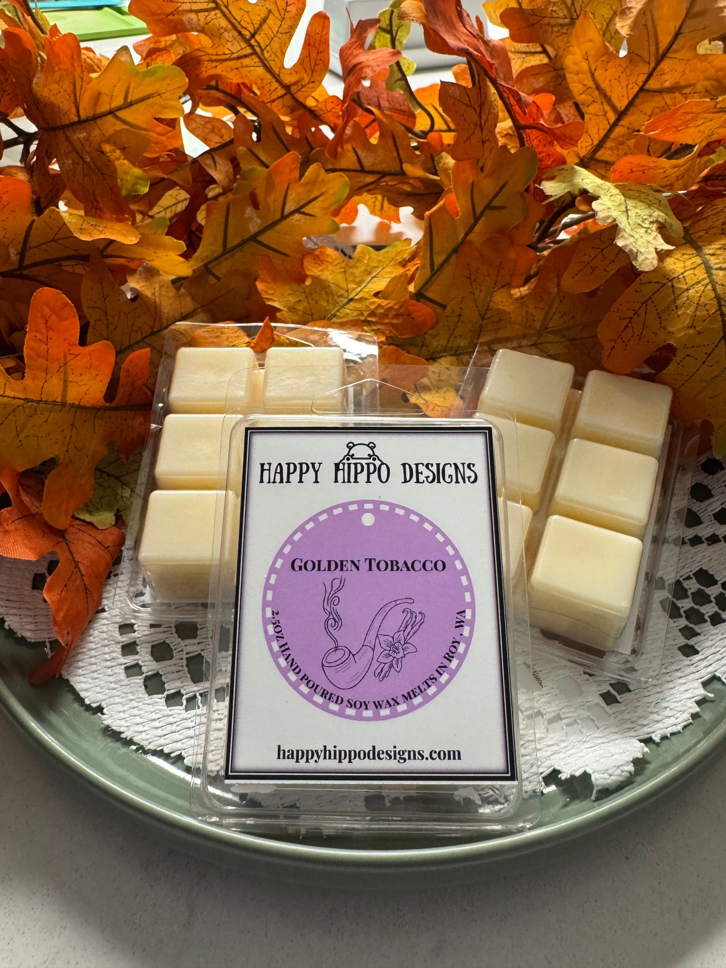 Golden Tobacco 2.5oz Wax melt clam shell- Fall Fragrance Collection