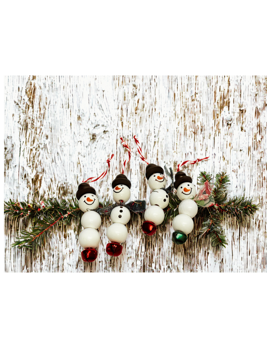 Set of 4 Beaded snowman ornaments