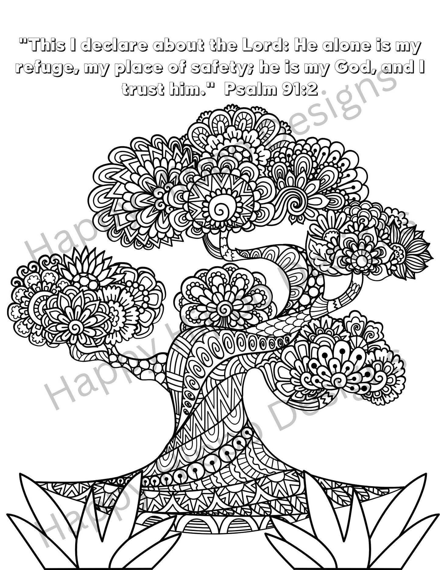 The Lord is My Safe Place coloring page- digital download